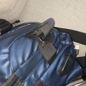 Blue and Black Quilted Belt Bag with Shiny Finish